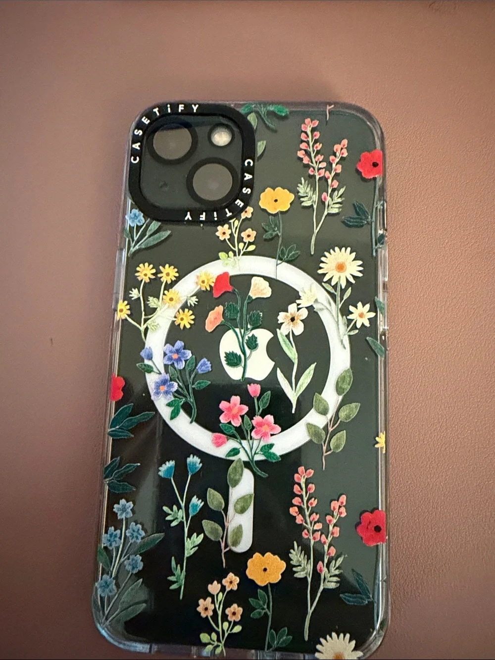 Casetify Black Floral MagSafe Case with Multi-Color Flowers